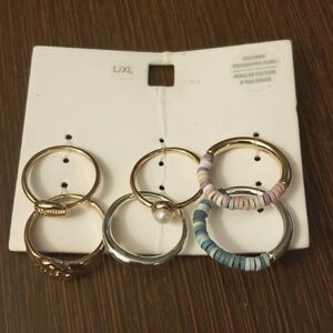 Old Navy Mixed Material 6pc Ring Variety Set Size L/XL